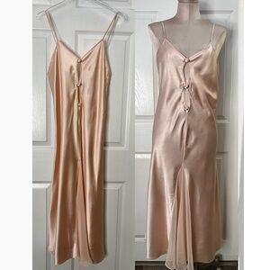 Valentino Intimo Light Pink Rosette Satin Sleep Slip Dress Lingerie Nightgown S